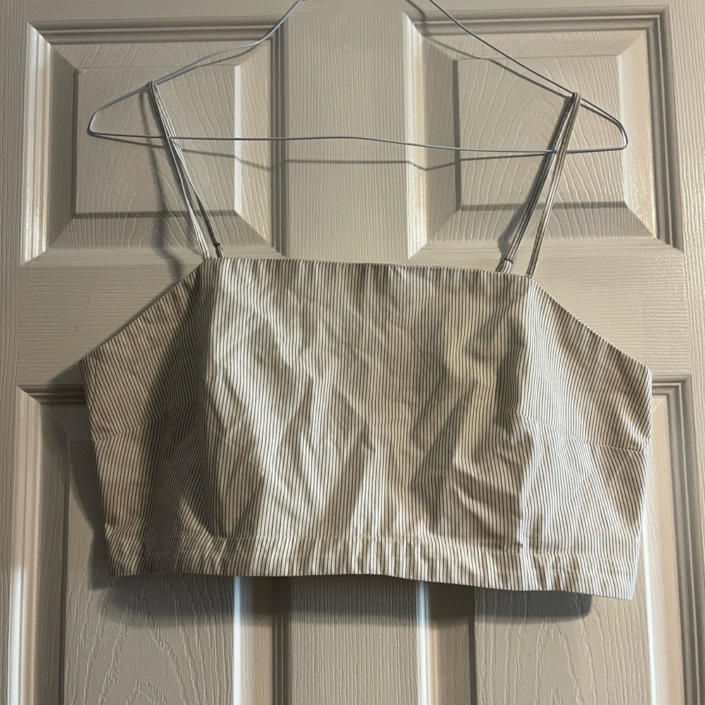 Banana Republic 100% Cotton Pinstripe Cropped Cami NWT